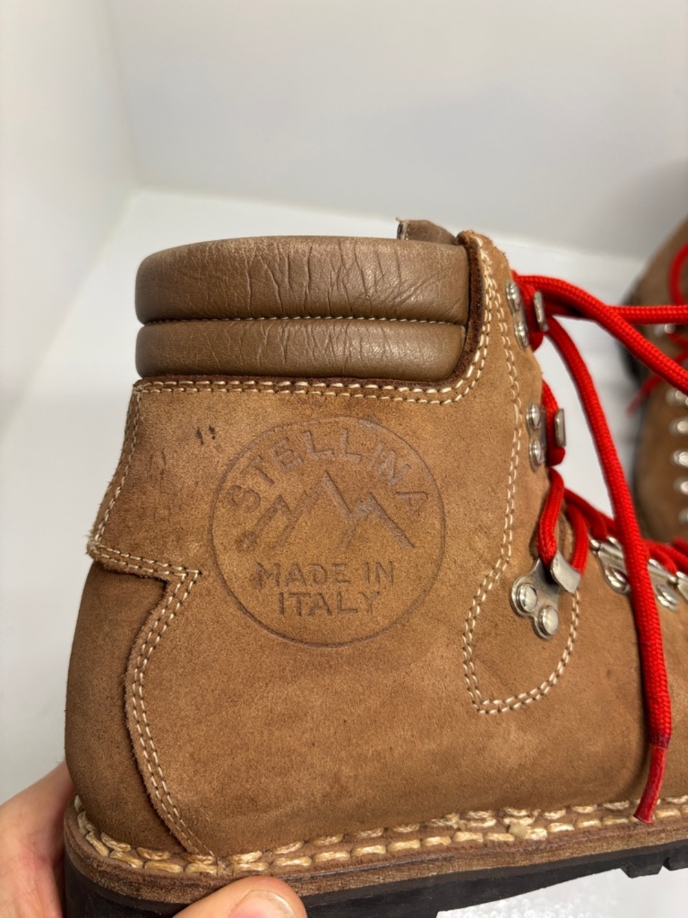 Stellina Made in Italy Hiking Boots Vibram Sole Brown Leather Alpine Mens US 8 - Picture 13 of 15